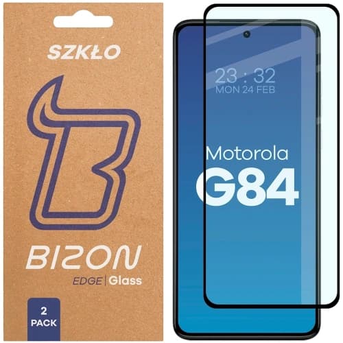 Bizon Glass Edge Duo Motorola Moto G84 5G schwarzer Rahmen [2 PACK]
