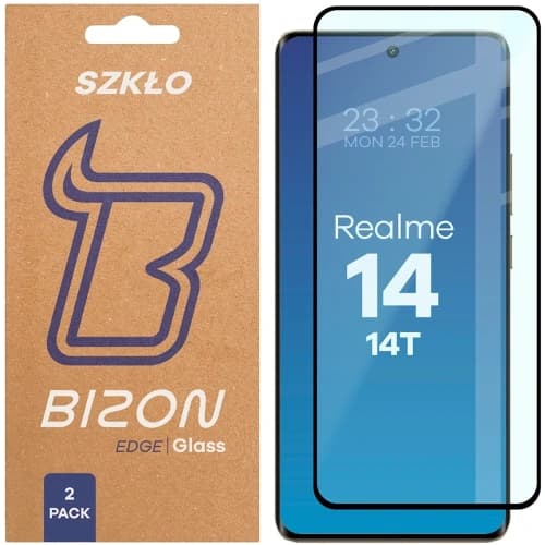 Bizon Glass Edge Duo Realme 14 5G / 14T 5G black frame [2 PACK]