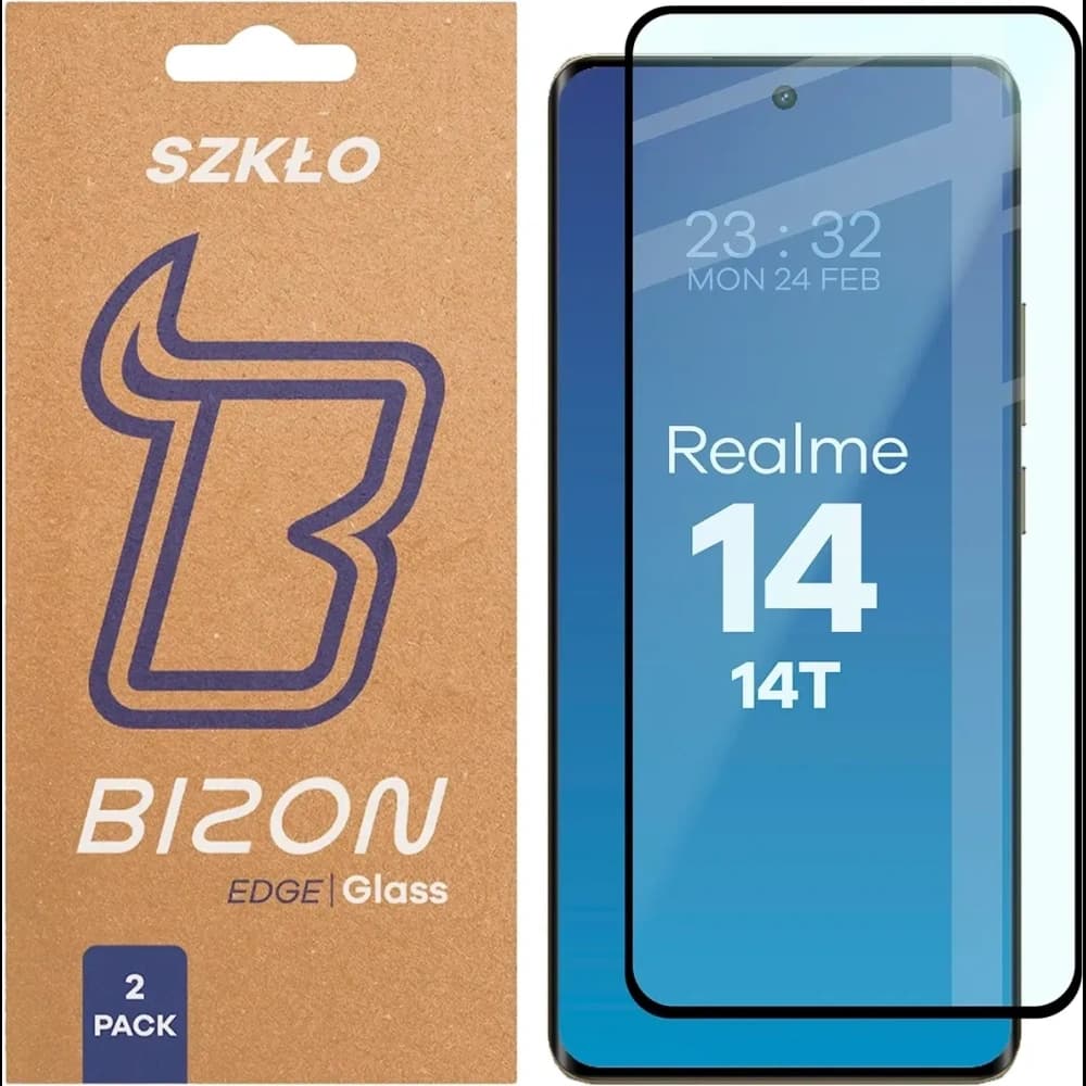Bizon Glass Edge Duo Realme 14 5G / 14T 5G black frame [2 PACK] - 1