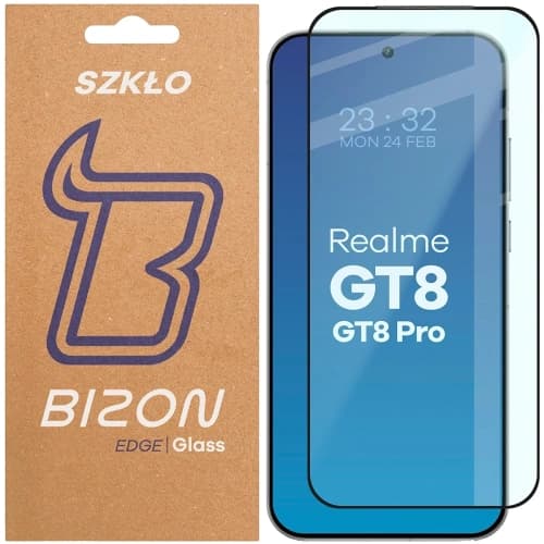 Bizon Glass Edge 2 Realme GT 8 / GT 8 Pro schwarzer Rahmen
