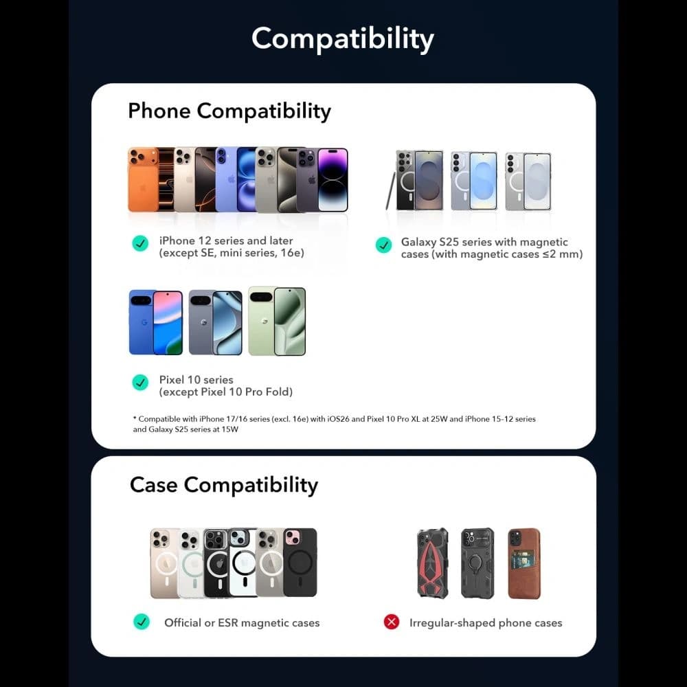 Uchwyt samochodowy do kratki z ładowarką bezprzewodową ESR OmniLock Cryoboost Magnetic MagSafe Vent Car Mount Wireless Charger Qi2.2 25W Black - 8