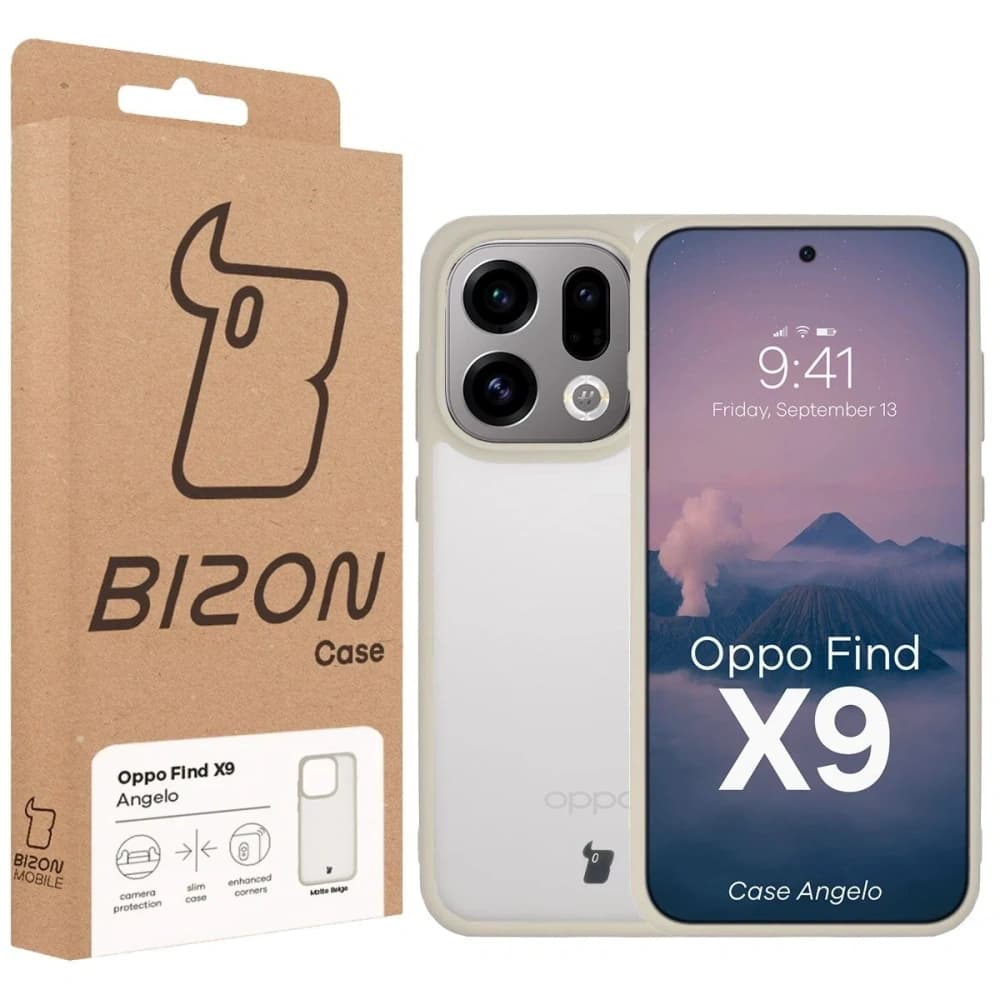 Bizon Case Angelo Oppo Find X9 halbtransparent mit beigem Rahmen
 - 6