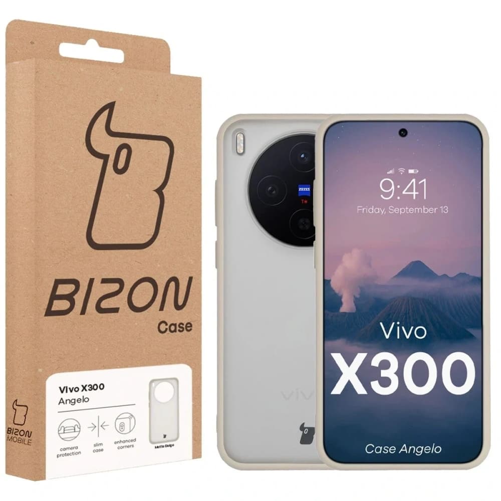 Etui Bizon Case Angelo do Vivo X300 półprzezroczyste z beżową ramką - 6