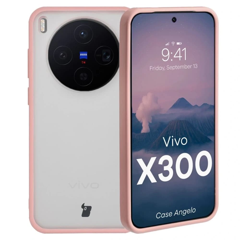 Etui Bizon Case Angelo do Vivo X300 półprzezroczyste z jasnoróżową ramką - 1