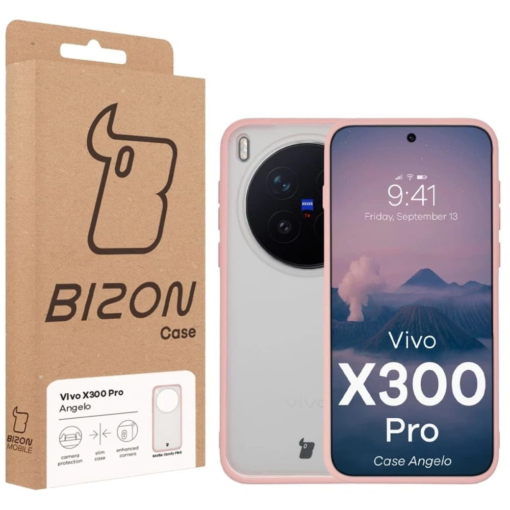 Bizon Case Angelo Vivo X300 Pro halbtransparent mit hellrosa Rahmen
 - 6