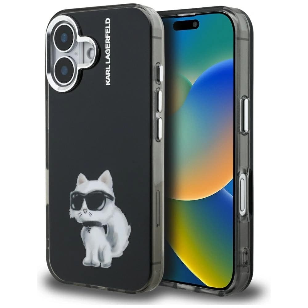 Karl Lagerfeld IML Aquarelle Choupette & Logo Apple iPhone 16 black - 1