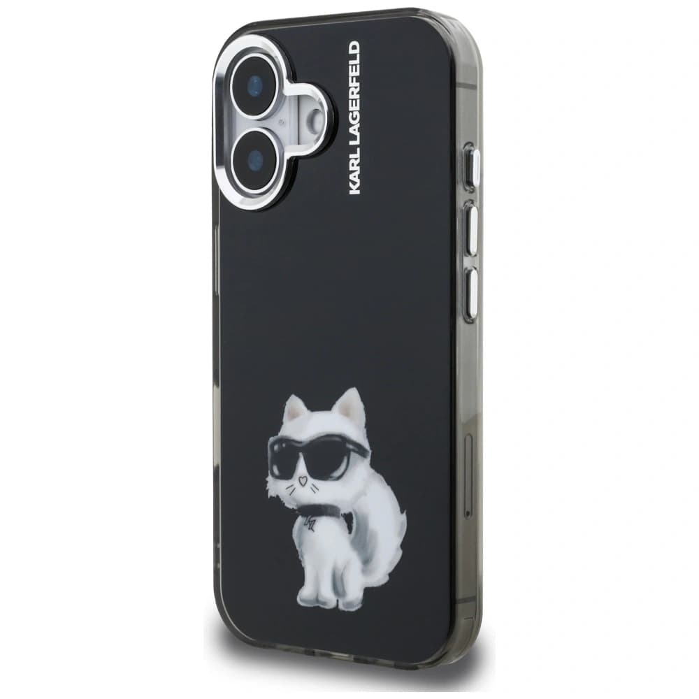 Karl Lagerfeld IML Aquarelle Choupette & Logo Apple iPhone 16 black - 2