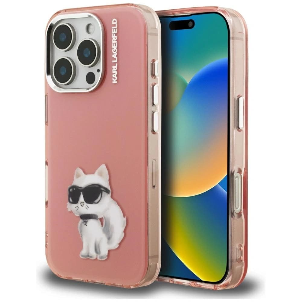 Karl Lagerfeld IML Aquarelle Choupette & Logo Apple iPhone 16 Pro Max pink - 1