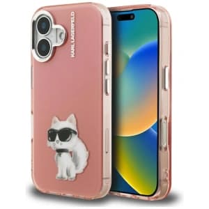 Karl Lagerfeld IML Aquarelle Choupette & Logo Apple iPhone 16 rosa
