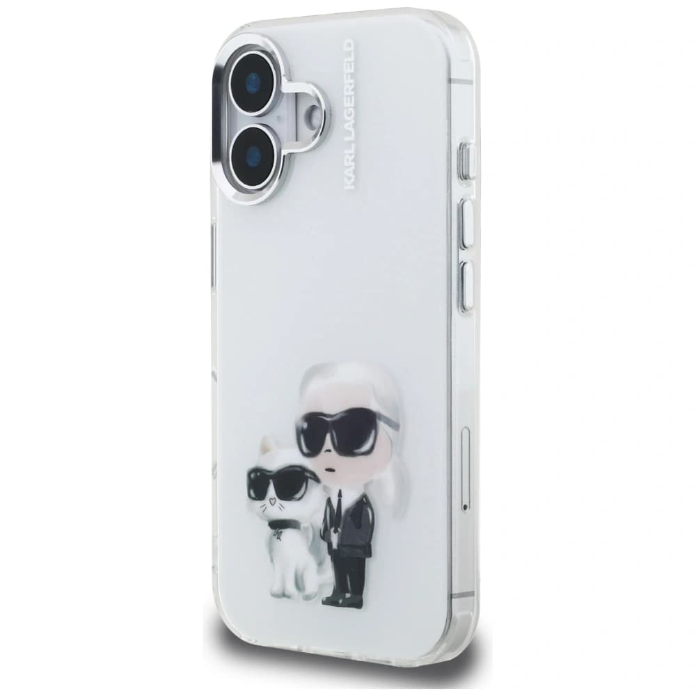 Karl Lagerfeld IML Aquarelle Karl & Choupette & Logo Apple iPhone 16 weiß
 - 2