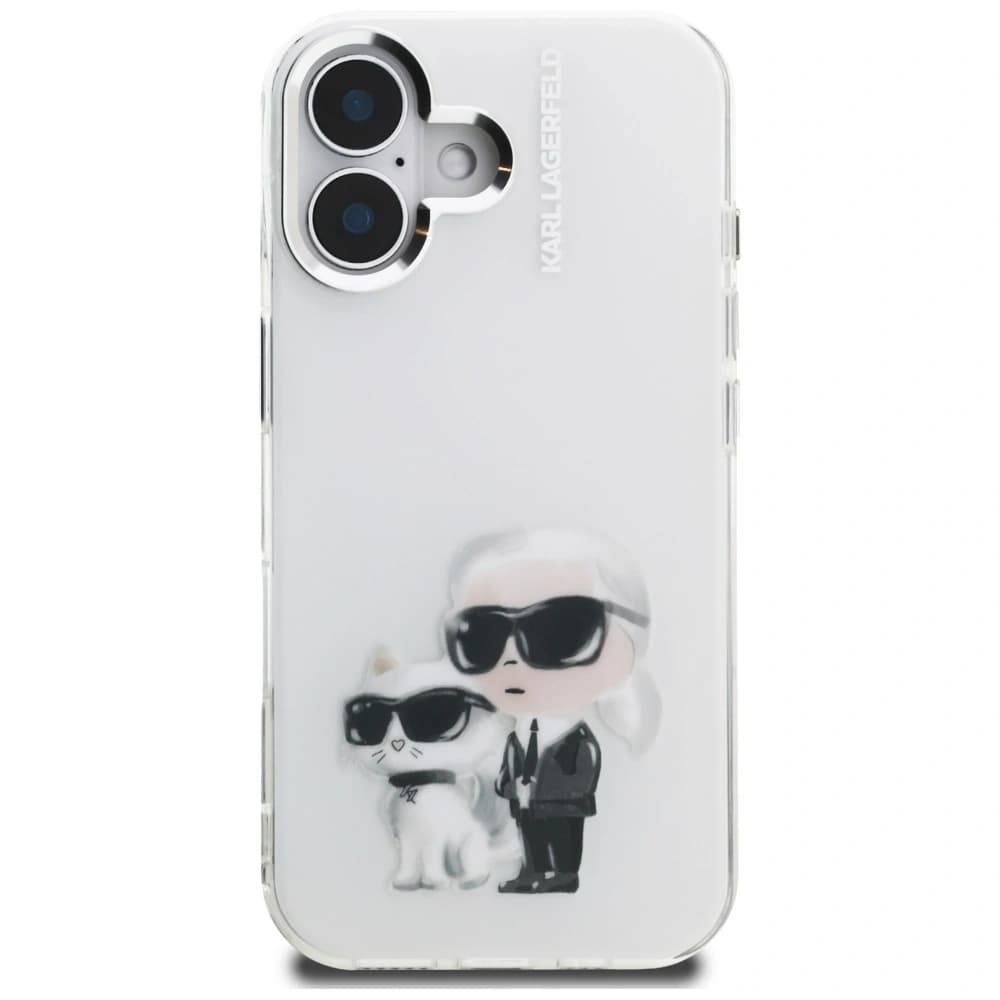 Karl Lagerfeld IML Aquarelle Karl & Choupette & Logo Apple iPhone 16 weiß
 - 3