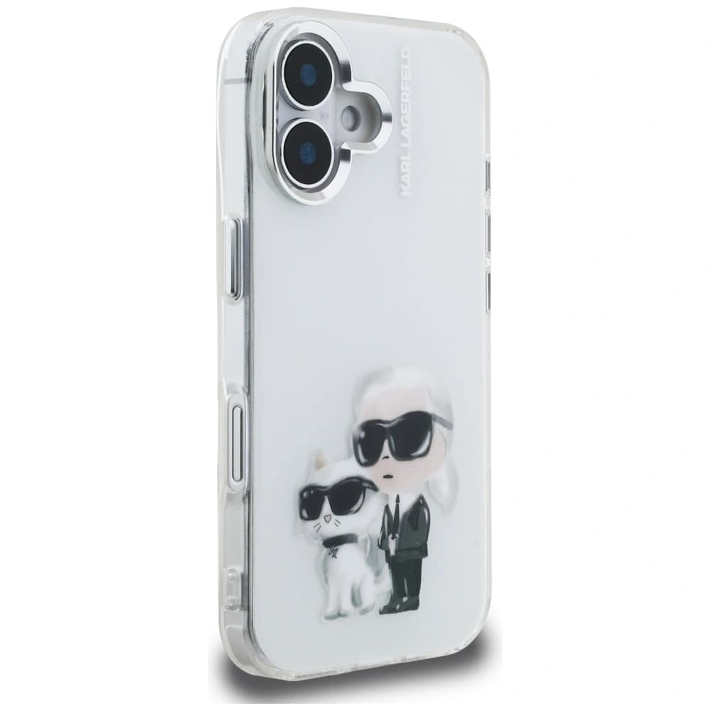 Karl Lagerfeld IML Aquarelle Karl & Choupette & Logo Apple iPhone 16 weiß
 - 4
