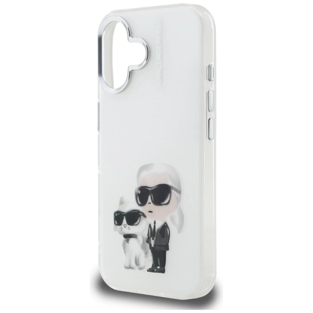 Karl Lagerfeld IML Aquarelle Karl & Choupette & Logo Apple iPhone 16 weiß
 - 6