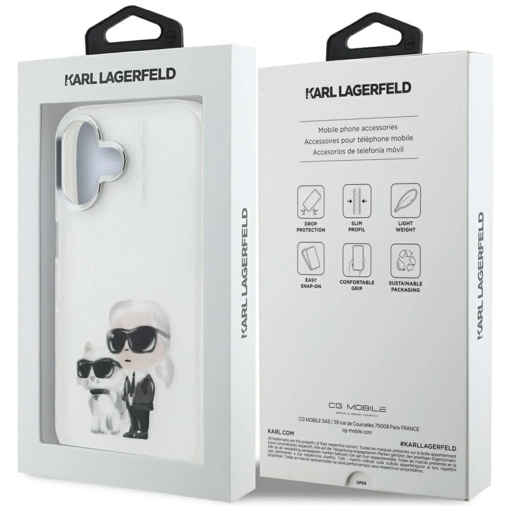 Karl Lagerfeld IML Aquarelle Karl & Choupette & Logo Apple iPhone 16 weiß
 - 8