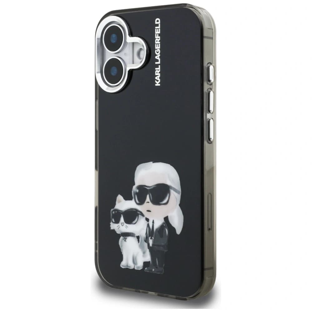 Karl Lagerfeld IML Aquarelle Karl & Choupette & Logo Apple iPhone 16 schwarz
 - 2