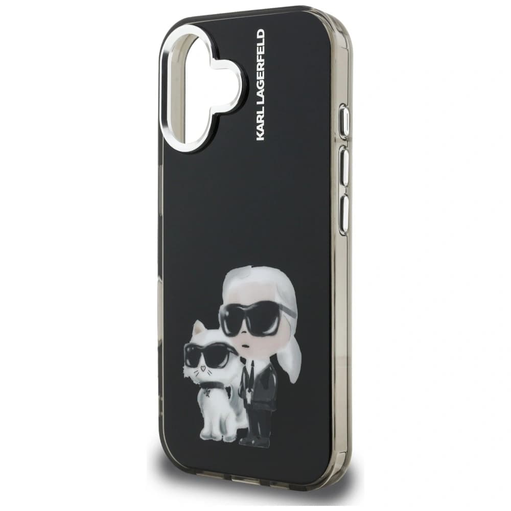 Karl Lagerfeld IML Aquarelle Karl & Choupette & Logo Apple iPhone 16 schwarz
 - 6