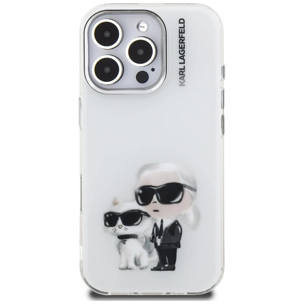 Karl Lagerfeld IML Aquarelle Karl & Choupette & Logo Apple iPhone 16 Pro weiß
 - 3