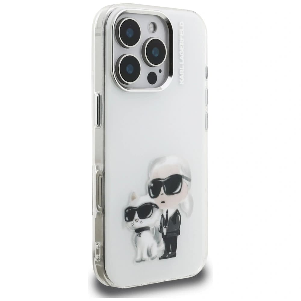 Karl Lagerfeld IML Aquarelle Karl & Choupette & Logo Apple iPhone 16 Pro weiß
 - 4