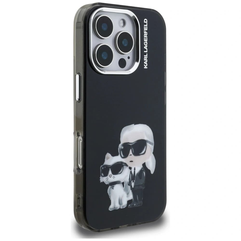 Karl Lagerfeld IML Aquarelle Karl & Choupette & Logo Apple iPhone 16 Pro schwarz
 - 4