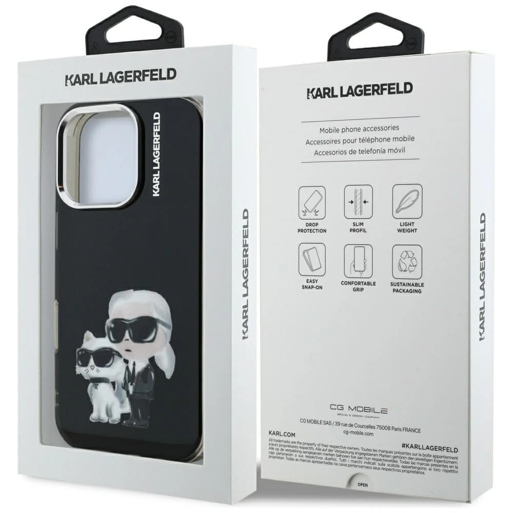 Karl Lagerfeld IML Aquarelle Karl & Choupette & Logo Apple iPhone 16 Pro schwarz
 - 8