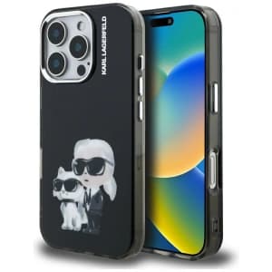 Karl Lagerfeld IML Aquarelle Karl & Choupette & Logo Apple iPhone 16 Pro Max black