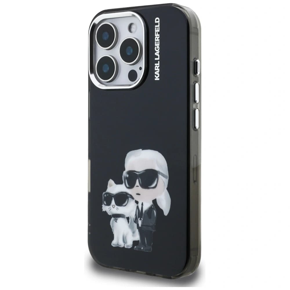 Karl Lagerfeld IML Aquarelle Karl & Choupette & Logo Apple iPhone 16 Pro Max black - 2