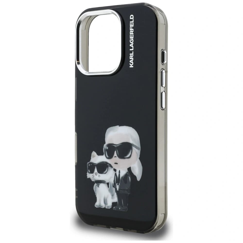 Karl Lagerfeld IML Aquarelle Karl & Choupette & Logo Apple iPhone 16 Pro Max black - 6