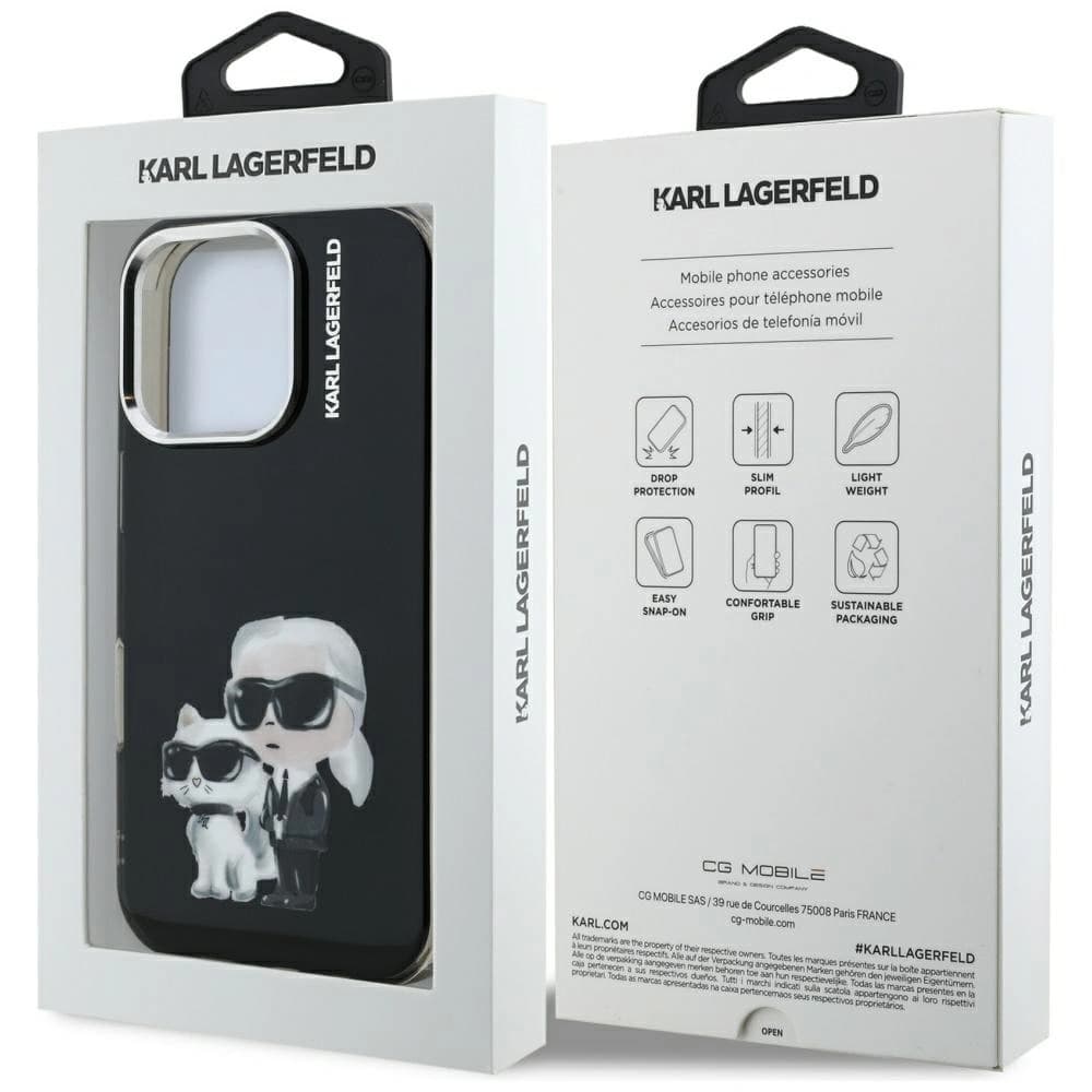 Karl Lagerfeld IML Aquarelle Karl & Choupette & Logo Apple iPhone 16 Pro Max black - 8
