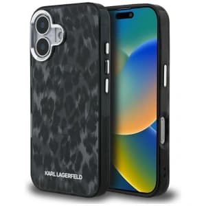 Karl Lagerfeld IML Leopardenmuster MagSafe Apple iPhone 16 schwarz
