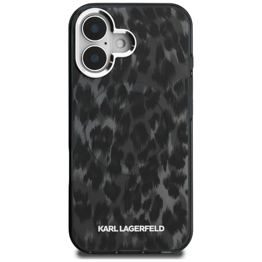 Karl Lagerfeld IML Leopardenmuster MagSafe Apple iPhone 16 schwarz
 - 3