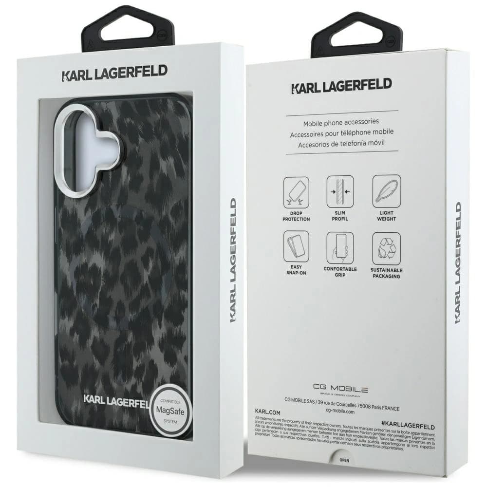 Karl Lagerfeld IML Leopardenmuster MagSafe Apple iPhone 16 schwarz
 - 8