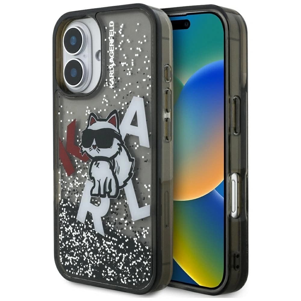 Karl Lagerfeld Liquid Glitter Choupette Logo Apple iPhone 16 schwarz
 - 1