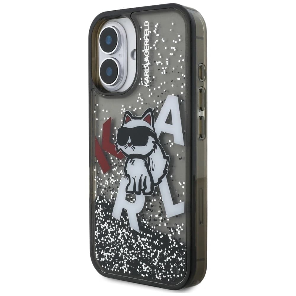 Karl Lagerfeld Liquid Glitter Choupette Logo Apple iPhone 16 schwarz
 - 2