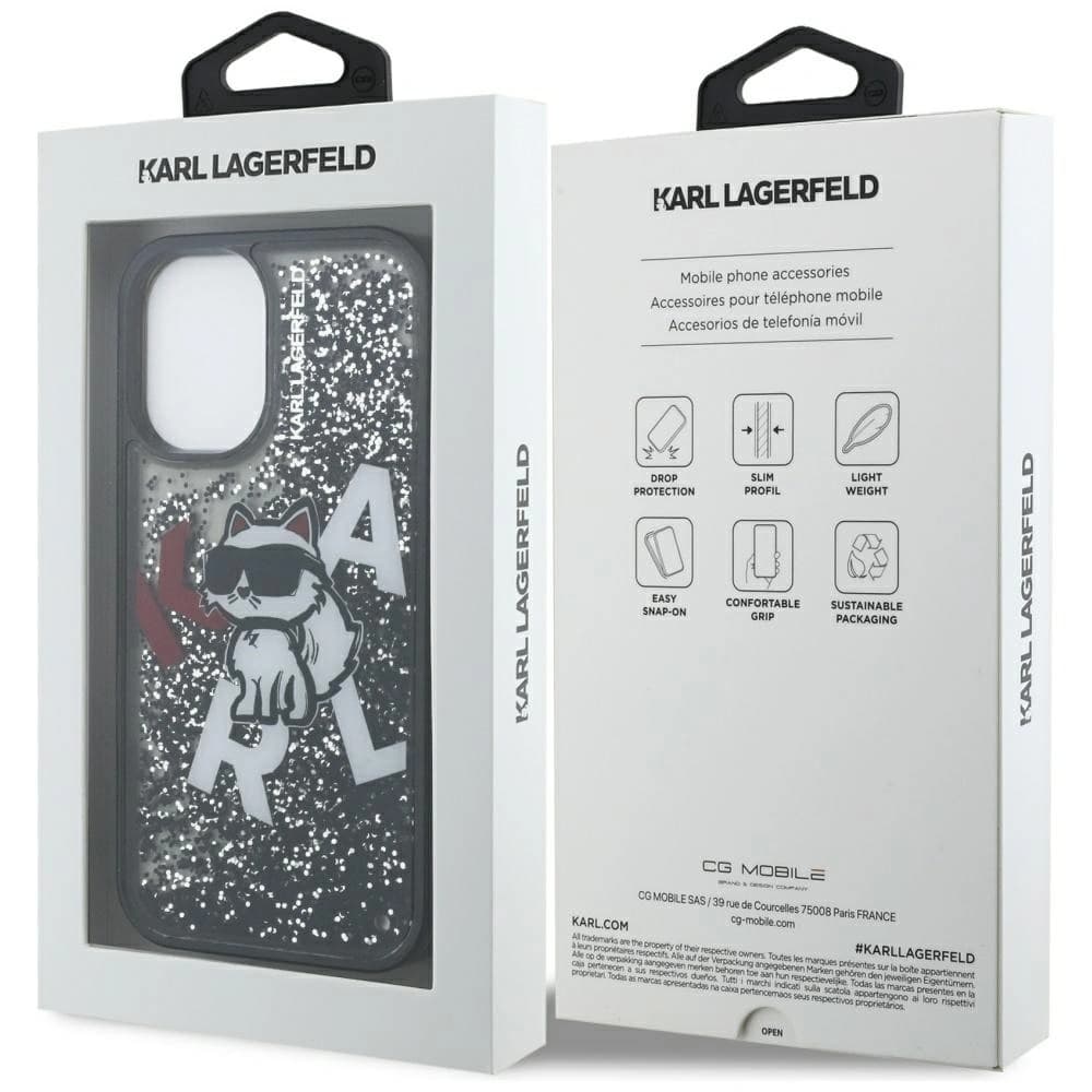 Karl Lagerfeld Liquid Glitter Choupette Logo Apple iPhone 16 schwarz
 - 8