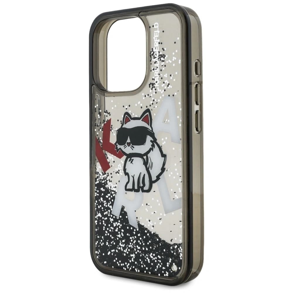 Karl Lagerfeld Liquid Glitter Choupette Logo Apple iPhone 16 Pro schwarz
 - 6
