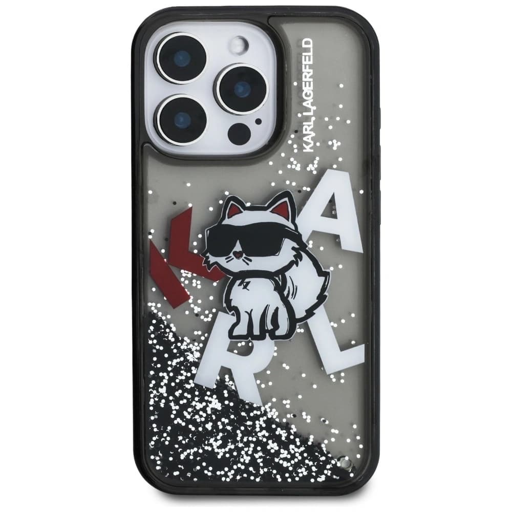 Karl Lagerfeld Liquid Glitter Choupette Logo Apple iPhone 16 Pro Max black - 3