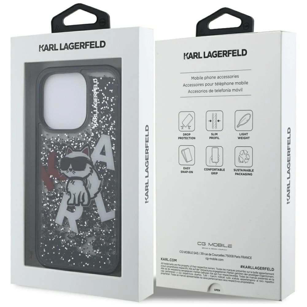 Karl Lagerfeld Liquid Glitter Choupette Logo Apple iPhone 16 Pro Max black - 8