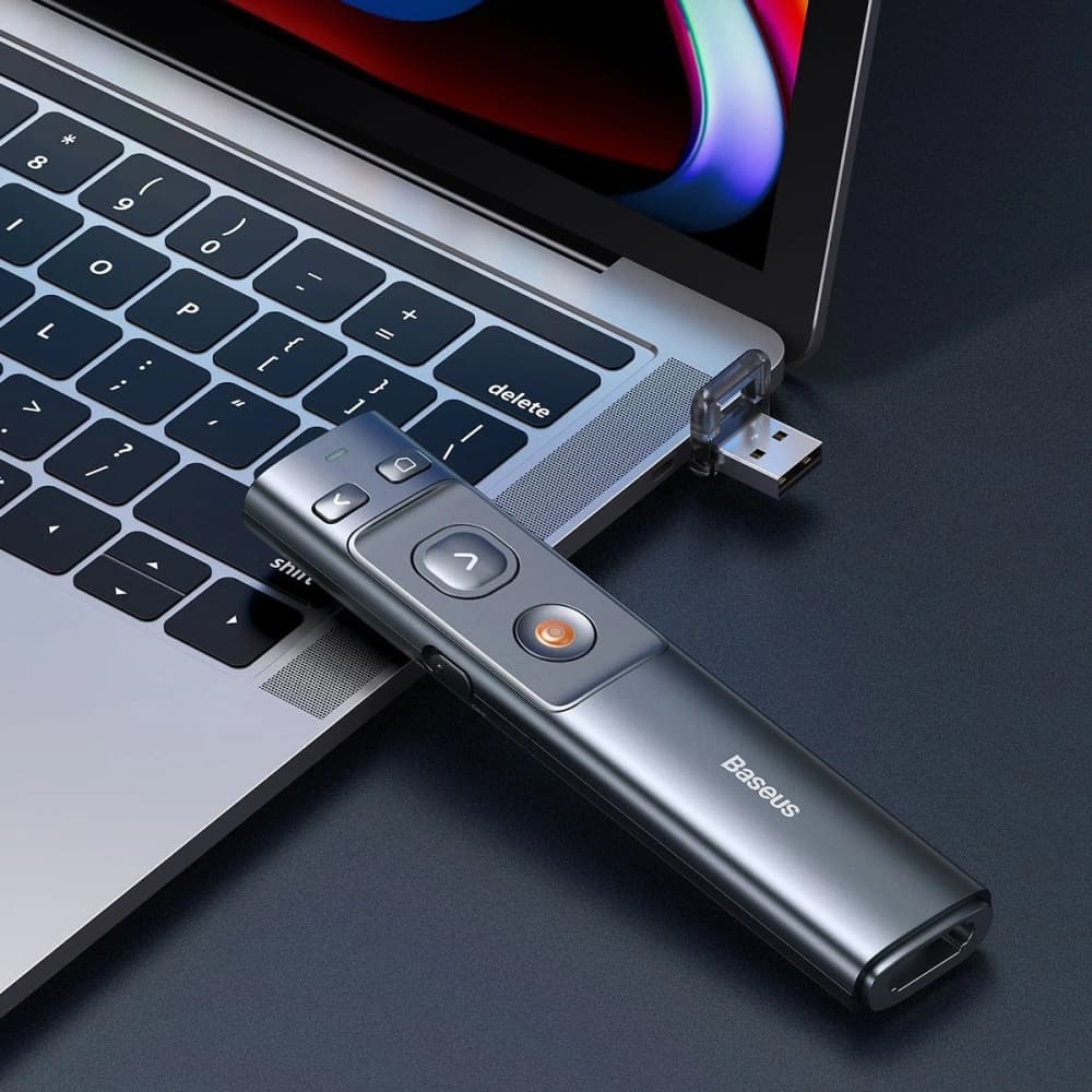 Baseus Multifunktions-Fernbedienung Orange Dot für Präsentationen, mit Laserpointer, ohne Batterien (grau) - 6