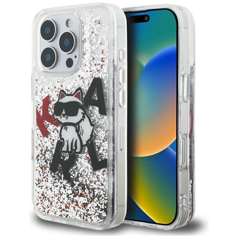 Karl Lagerfeld Liquid Glitter Choupette Logo Apple iPhone 16 Pro klar
 - 1