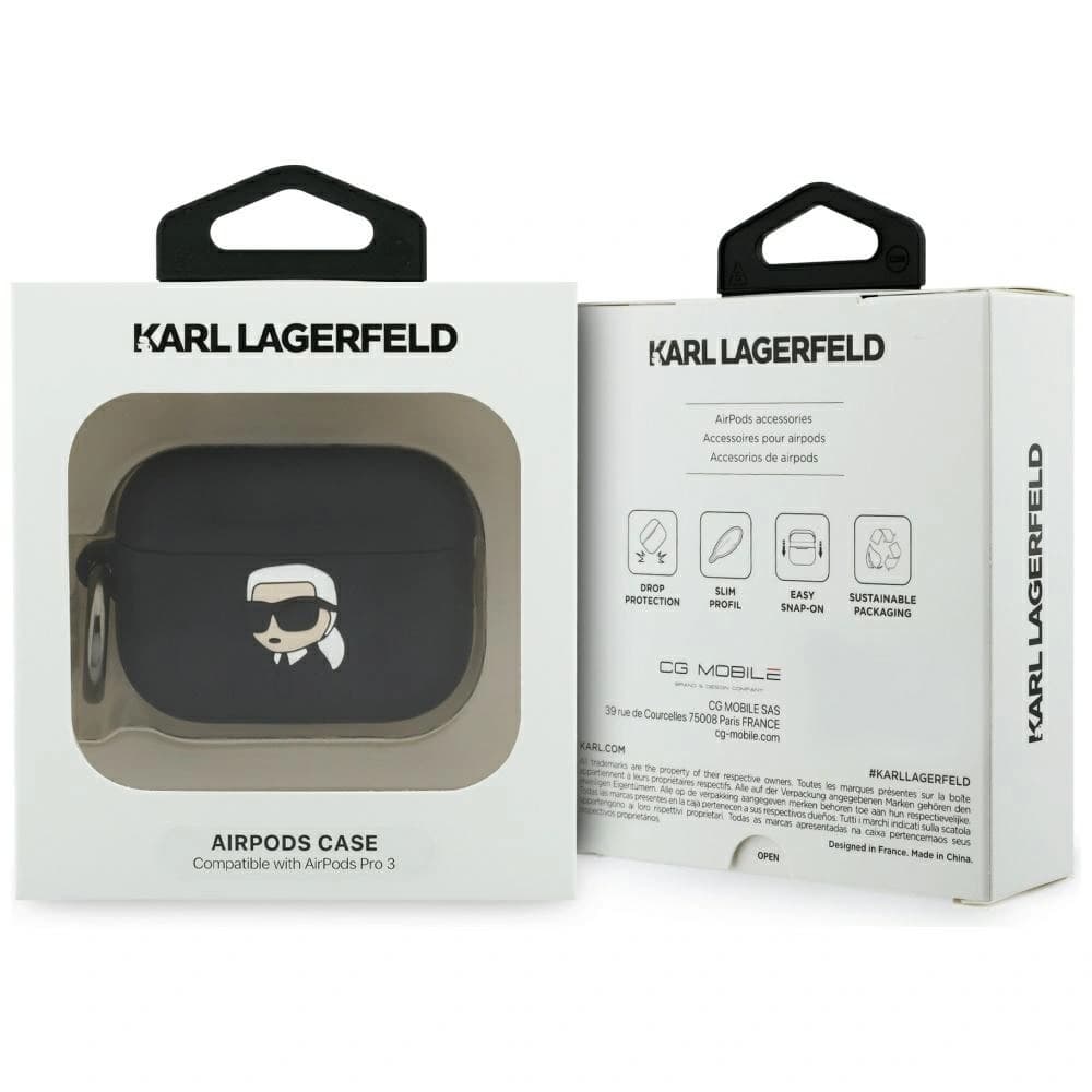 Karl Lagerfeld Silikon Karl Kopf 3D Apple AirPods Pro 3 schwarz
 - 4