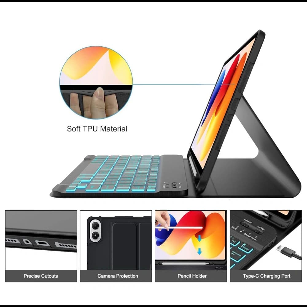 Tech-Protect SmartCase Stift + Tastatur Xiaomi Poco Pad M1 / Redmi Pad 2 Pro 12.1 Schwarz
 - 4