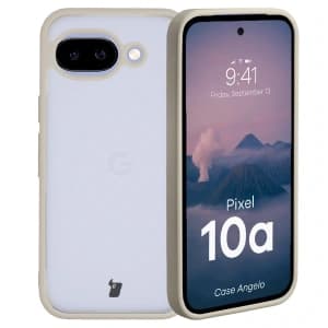 Bizon Case Angelo Google Pixel 10a halbtransparent mit einem beigen Rahmen
