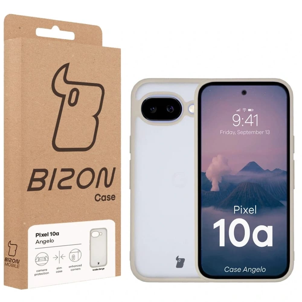 Bizon Case Angelo Google Pixel 10a halbtransparent mit einem beigen Rahmen
 - 6