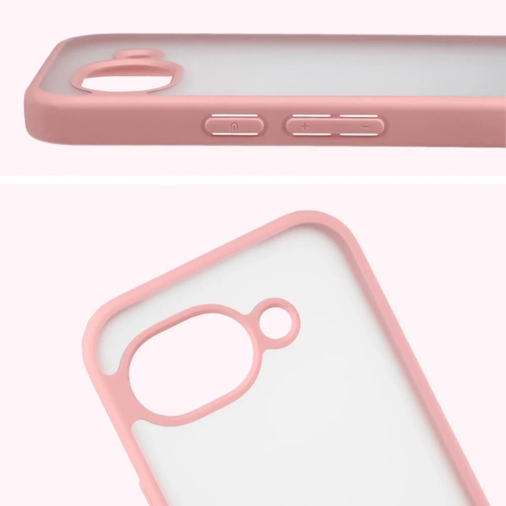 Bizon Case Angelo Google Pixel 10a halbtransparent mit einem hellrosa Rahmen
 - 3