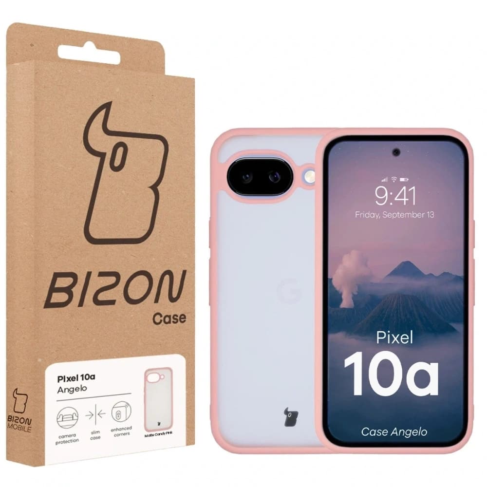 Bizon Case Angelo Google Pixel 10a halbtransparent mit einem hellrosa Rahmen
 - 6