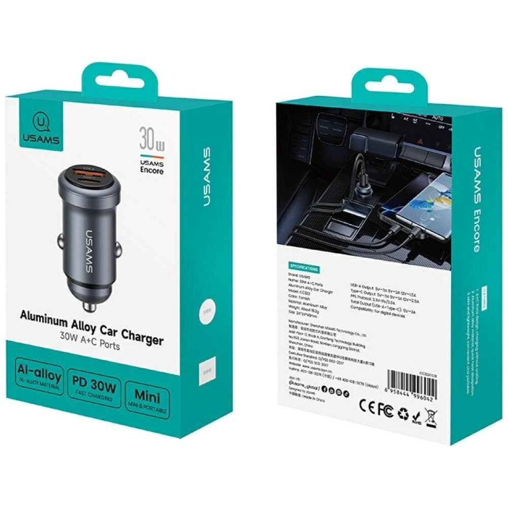 USAMS CC322 30W Auto Ladegerät USB-A USB-C tarnish
 - 5
