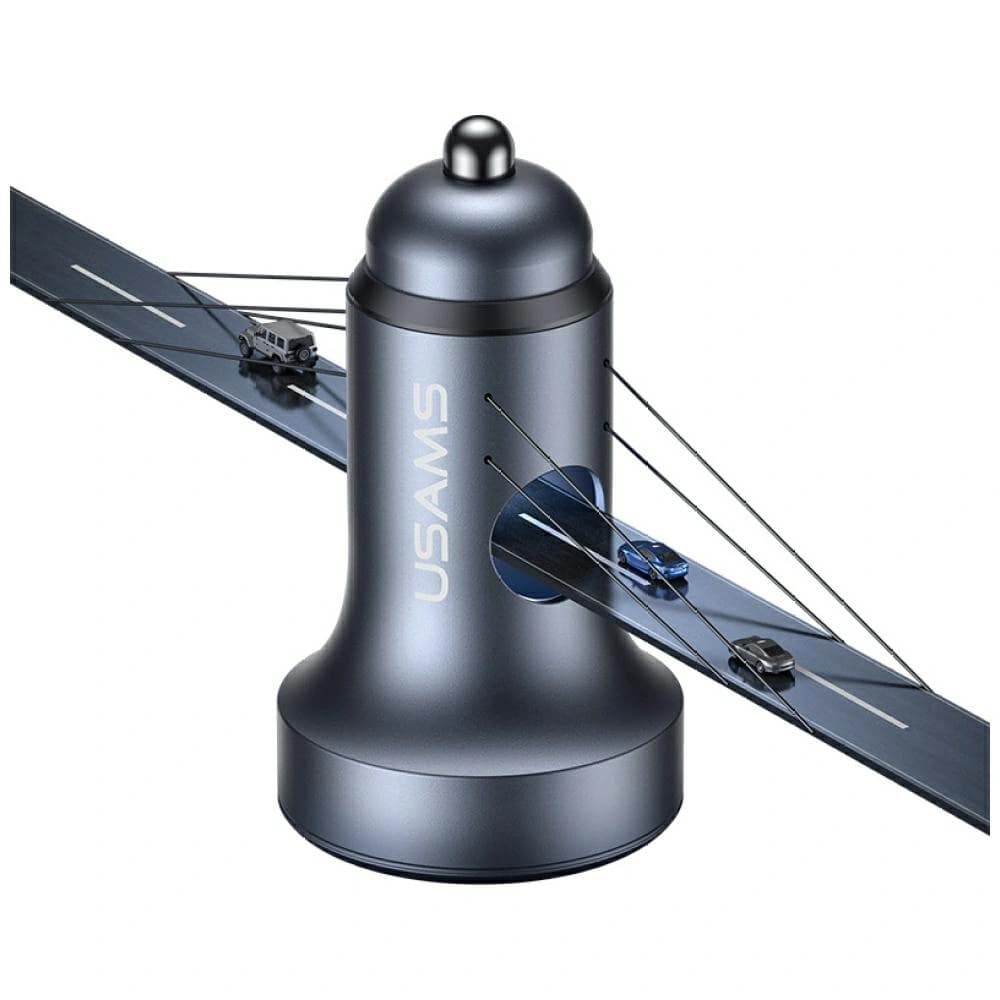 USAMS CC327 Car Charger Aluminium 45W USB-A USB-C tarnish - 3