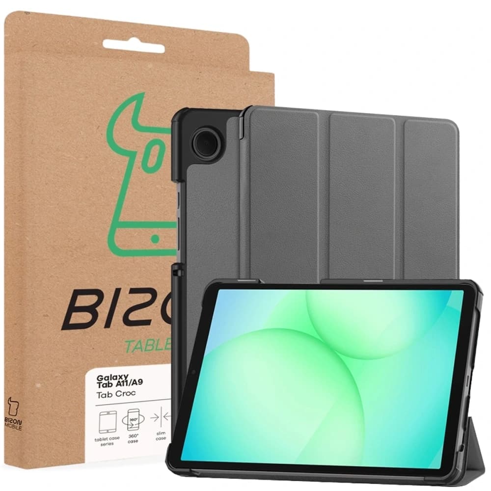 Etui z klapką Bizon Case Tab Croc do Samsung Galaxy Tab A11 / A9 szare - 8
