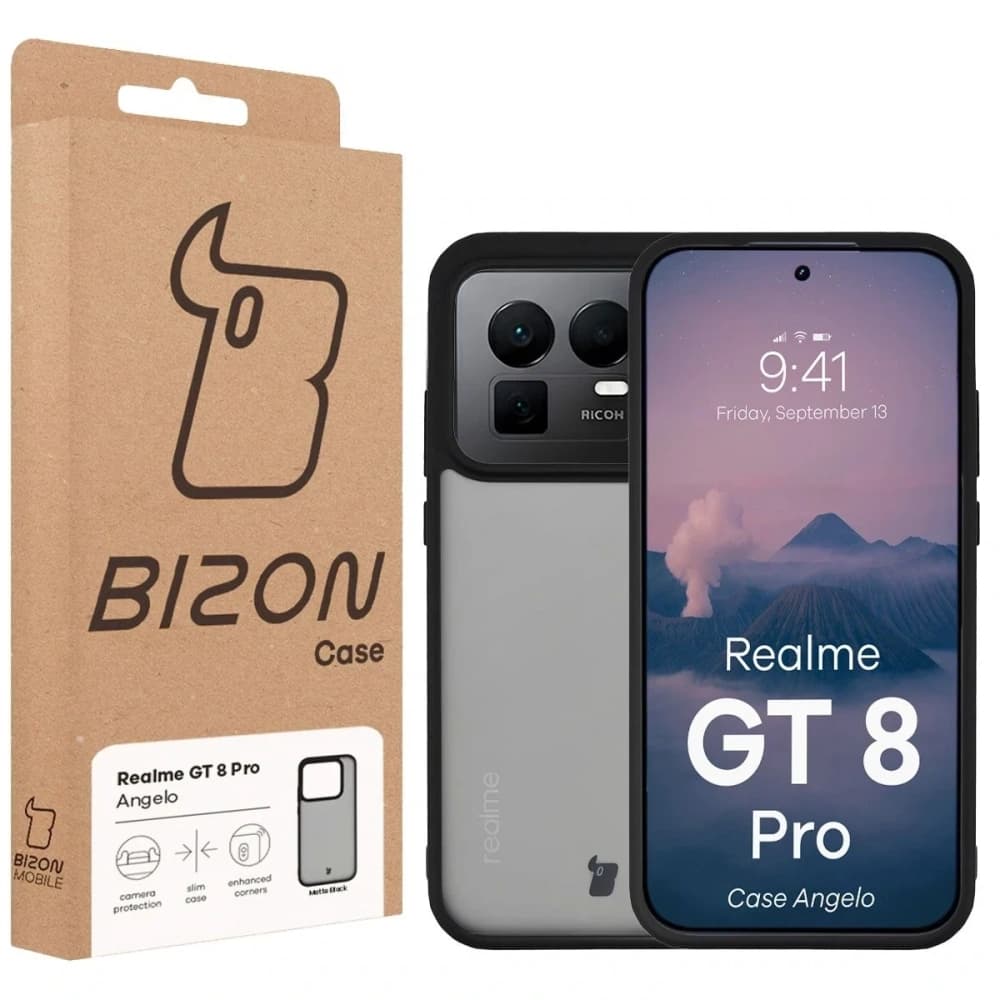Bizon Case Angelo Realme GT 8 Pro rauchig mit einem schwarzen Rahmen 
 - 6
