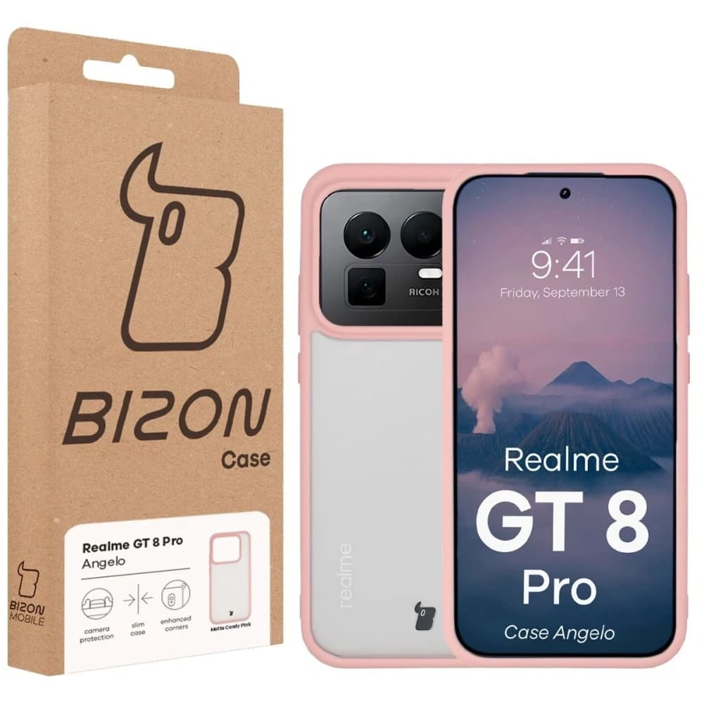 Bizon Case Angelo Realme GT 8 Pro semi-transparent mit einem hellrosa Rahmen 
 - 6
